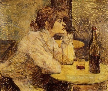  ink Oil Painting - Hangover aka The Drinker post impressionist Henri de Toulouse Lautrec